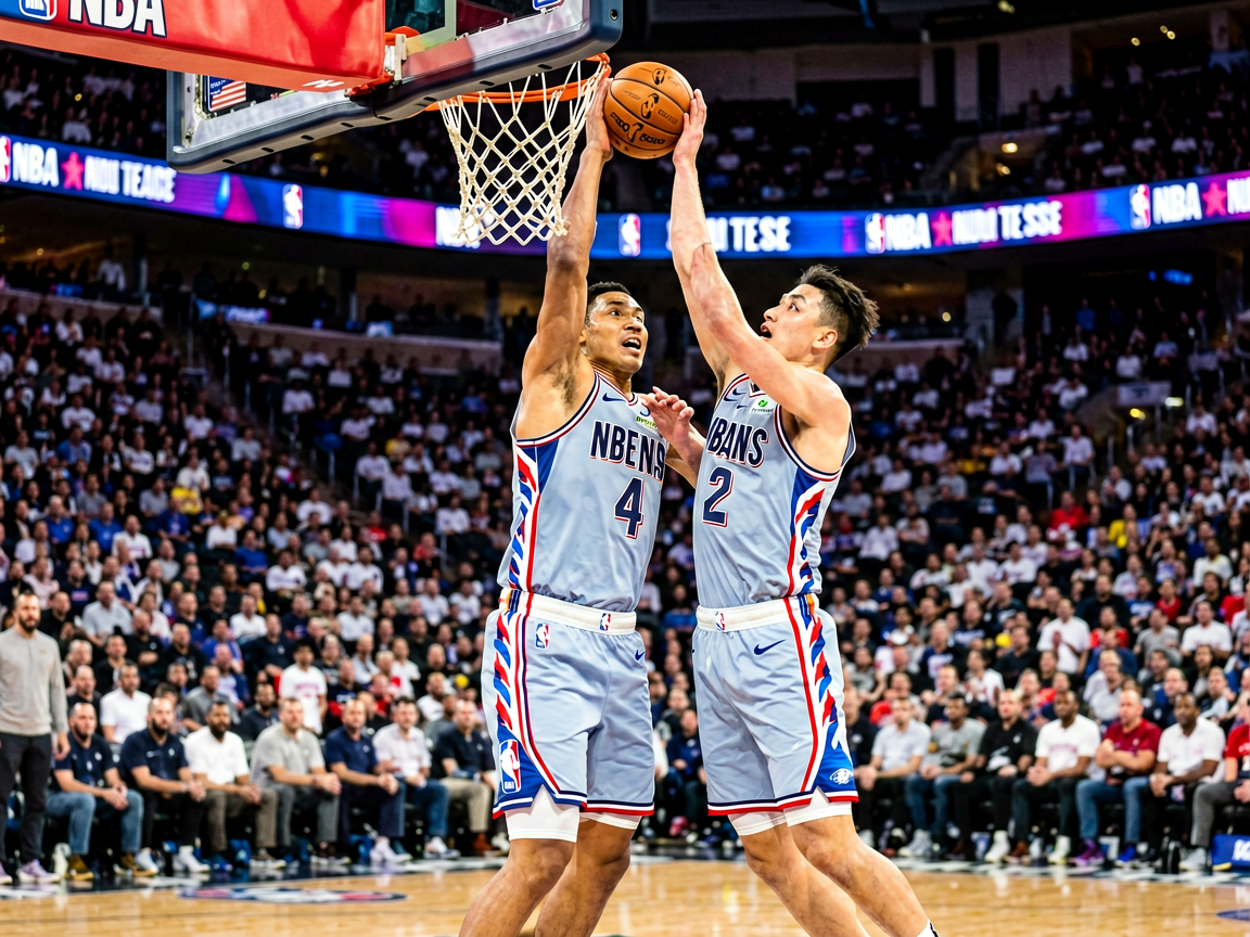 NBA新闻：季后赛中球员拼抢篮板的激烈场面
